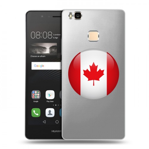 Полупрозрачный дизайнерский пластиковый чехол для Huawei P9 Lite Флаг Канады