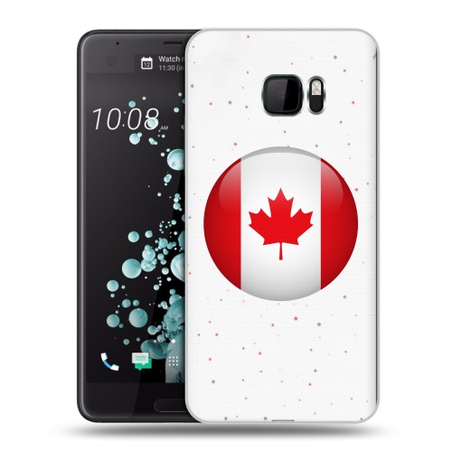 Полупрозрачный дизайнерский пластиковый чехол для HTC U Ultra Флаг Канады