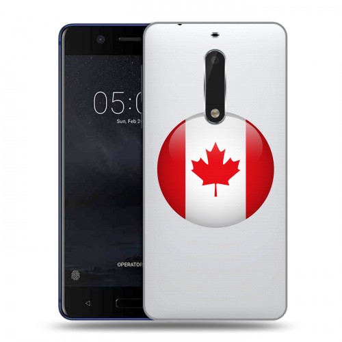 Полупрозрачный дизайнерский пластиковый чехол для Nokia 5 Флаг Канады