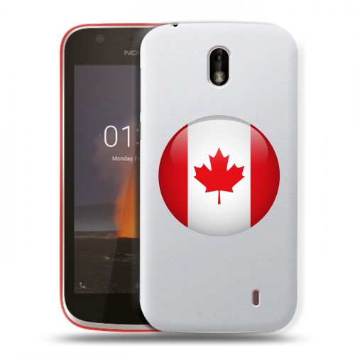 Полупрозрачный дизайнерский пластиковый чехол для Nokia 1 Флаг Канады