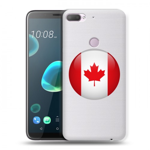 Полупрозрачный дизайнерский пластиковый чехол для HTC Desire 12 Plus Флаг Канады