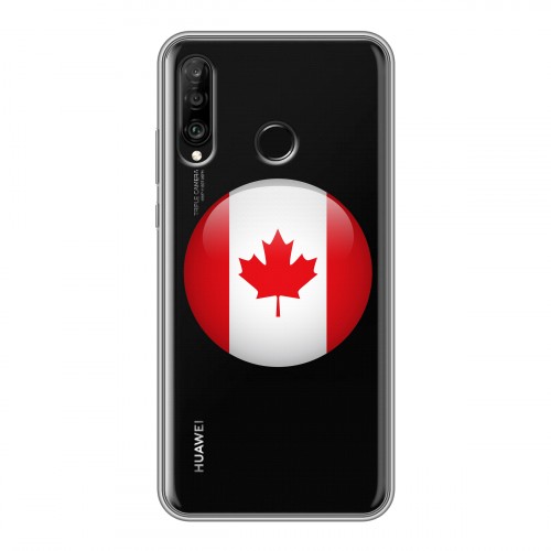 Полупрозрачный дизайнерский силиконовый чехол для Huawei P30 Lite Флаг Канады