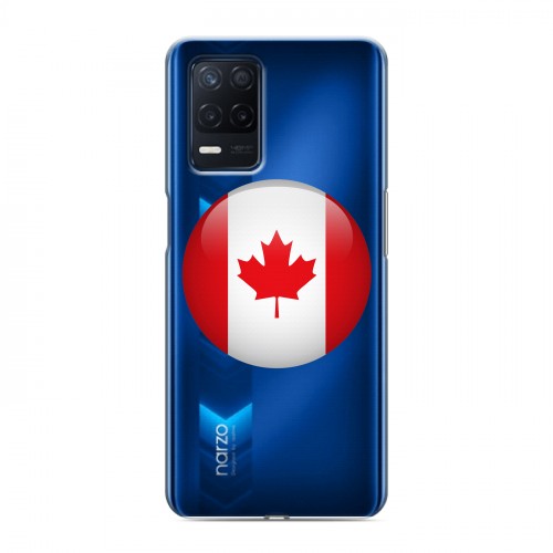 Полупрозрачный дизайнерский пластиковый чехол для Realme Narzo 30 5G Флаг Канады