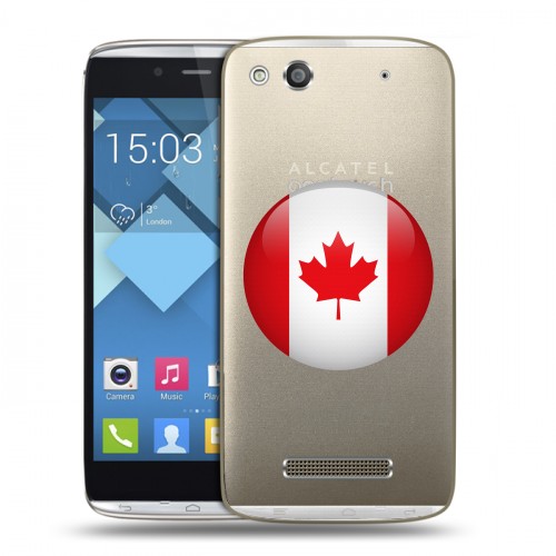 Полупрозрачный дизайнерский пластиковый чехол для Alcatel One Touch Idol Alpha Флаг Канады