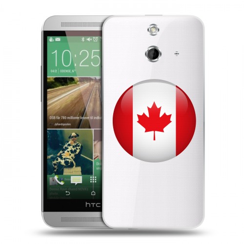 Полупрозрачный дизайнерский пластиковый чехол для HTC One E8 Флаг Канады
