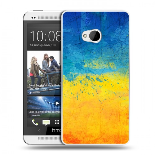 Дизайнерский пластиковый чехол для HTC One (M7) Dual SIM флаг Украины