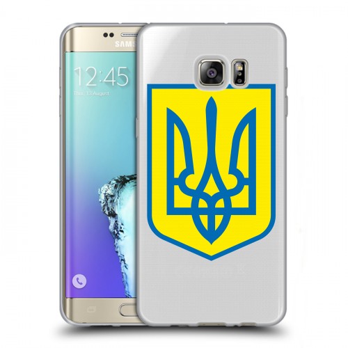 Полупрозрачный дизайнерский пластиковый чехол для Samsung Galaxy S6 Edge Plus Флаг Украины