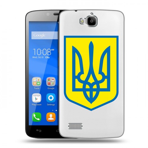 Полупрозрачный дизайнерский пластиковый чехол для Huawei Honor 3C Lite Флаг Украины