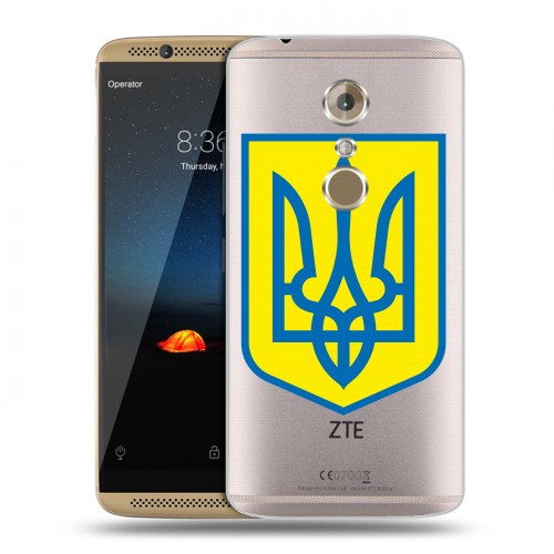 Полупрозрачный дизайнерский пластиковый чехол для ZTE Axon 7 Флаг Украины