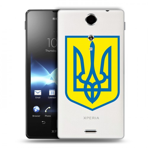 Полупрозрачный дизайнерский пластиковый чехол для Sony Xperia TX Флаг Украины