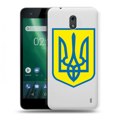 Полупрозрачный дизайнерский пластиковый чехол для Nokia 2 Флаг Украины