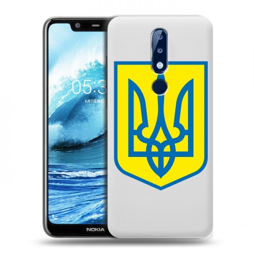 Полупрозрачный дизайнерский силиконовый чехол для Nokia 5.1 Plus Флаг Украины