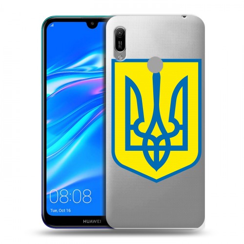 Полупрозрачный дизайнерский пластиковый чехол для Huawei Y6 (2019) Флаг Украины