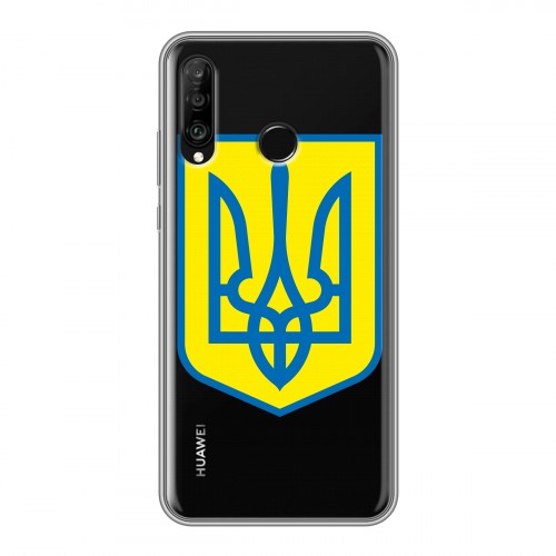Полупрозрачный дизайнерский силиконовый с усиленными углами чехол для Huawei P30 Lite Флаг Украины