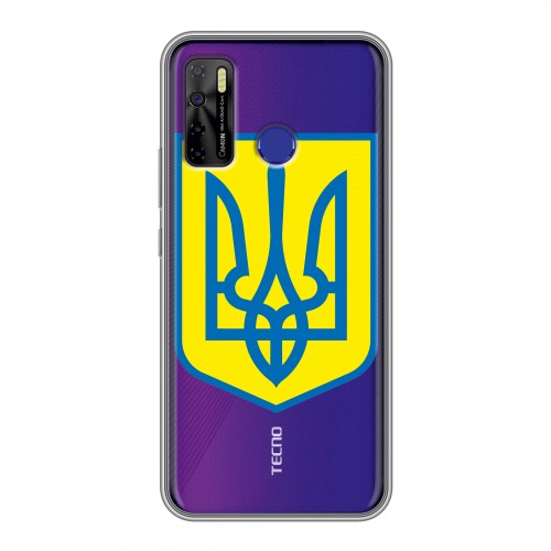 Полупрозрачный дизайнерский силиконовый с усиленными углами чехол для Tecno Camon 15 Флаг Украины