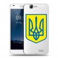 Полупрозрачный дизайнерский пластиковый чехол для Huawei Ascend G7 Флаг Украины
