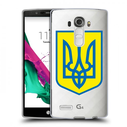 Полупрозрачный дизайнерский пластиковый чехол для LG G4 Флаг Украины