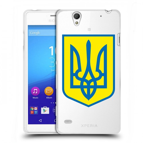 Полупрозрачный дизайнерский силиконовый чехол для Sony Xperia C4 Флаг Украины