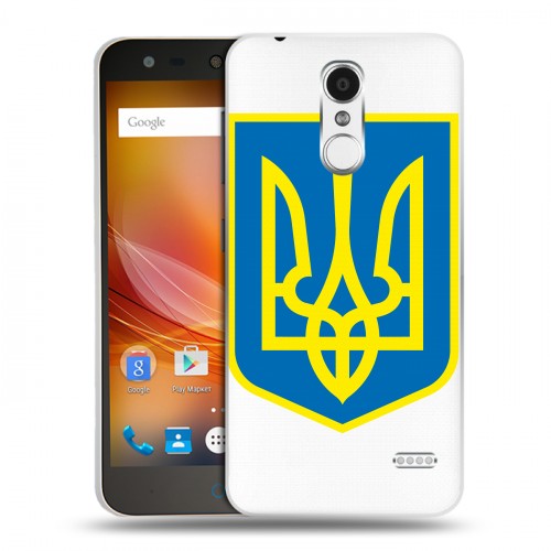 Полупрозрачный дизайнерский пластиковый чехол для ZTE Blade X5 Флаг Украины