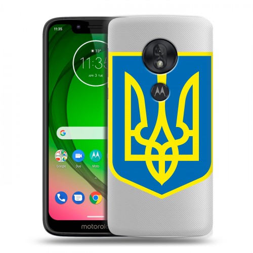 Полупрозрачный дизайнерский пластиковый чехол для Motorola Moto G7 Play Флаг Украины