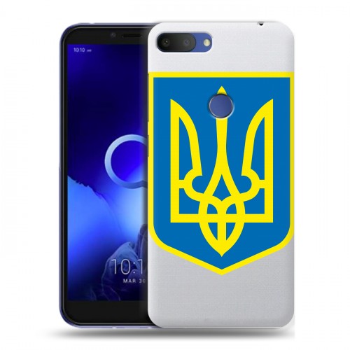 Полупрозрачный дизайнерский пластиковый чехол для Alcatel 1S (2019) Флаг Украины