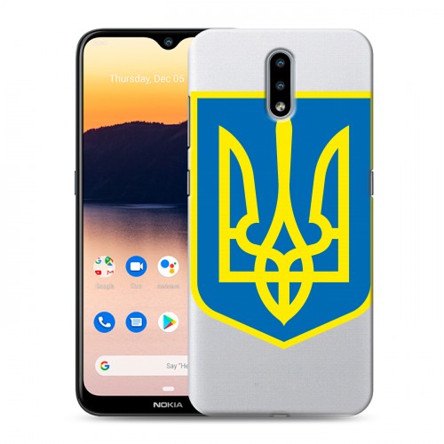 Полупрозрачный дизайнерский силиконовый с усиленными углами чехол для Nokia 2.3 Флаг Украины