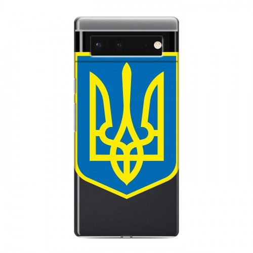 Полупрозрачный дизайнерский силиконовый с усиленными углами чехол для Google Pixel 6 Флаг Украины