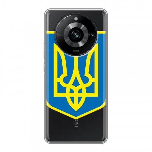 Полупрозрачный дизайнерский силиконовый с усиленными углами чехол для Realme 11 Pro Флаг Украины
