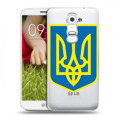 Полупрозрачный дизайнерский пластиковый чехол для LG Optimus G2 mini Флаг Украины