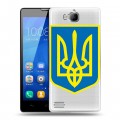 Полупрозрачный дизайнерский пластиковый чехол для Huawei Honor 3c Флаг Украины