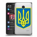 Полупрозрачный дизайнерский пластиковый чехол для Nokia X Флаг Украины