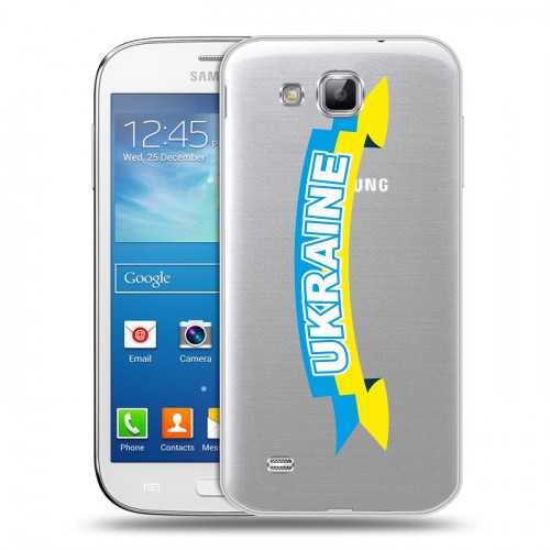 Полупрозрачный дизайнерский пластиковый чехол для Samsung Galaxy Premier Флаг Украины