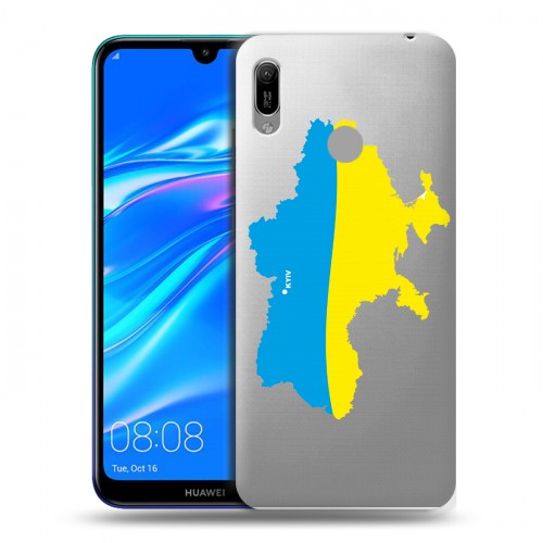 Полупрозрачный дизайнерский пластиковый чехол для Huawei Y6 (2019) Флаг Украины