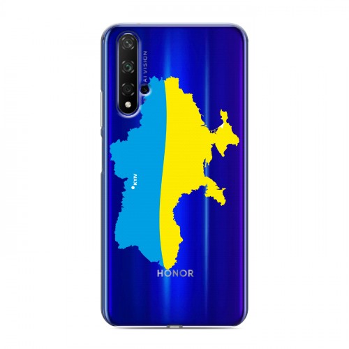 Полупрозрачный дизайнерский пластиковый чехол для Huawei Honor 20 Флаг Украины