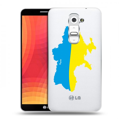 Полупрозрачный дизайнерский пластиковый чехол для LG Optimus G2 Флаг Украины