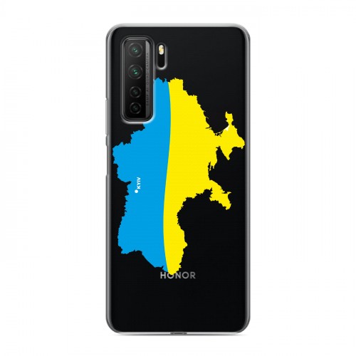 Полупрозрачный дизайнерский силиконовый с усиленными углами чехол для Huawei Honor 30S Флаг Украины