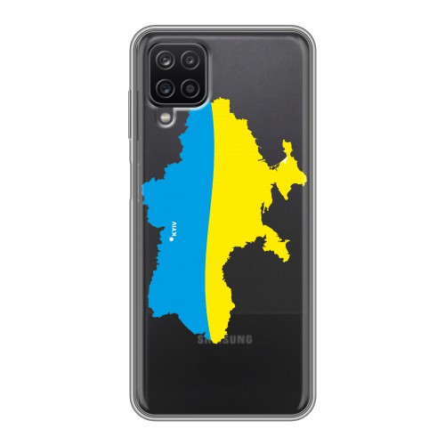 Полупрозрачный дизайнерский пластиковый чехол для Samsung Galaxy A12 Флаг Украины