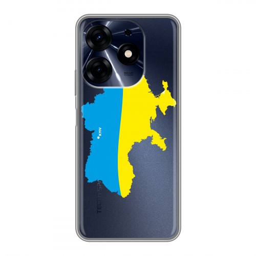 Полупрозрачный дизайнерский силиконовый с усиленными углами чехол для Tecno Spark 10 Pro Флаг Украины