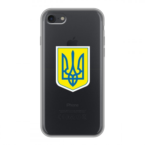 Полупрозрачный дизайнерский силиконовый с усиленными углами чехол для Iphone 7 Флаг Украины