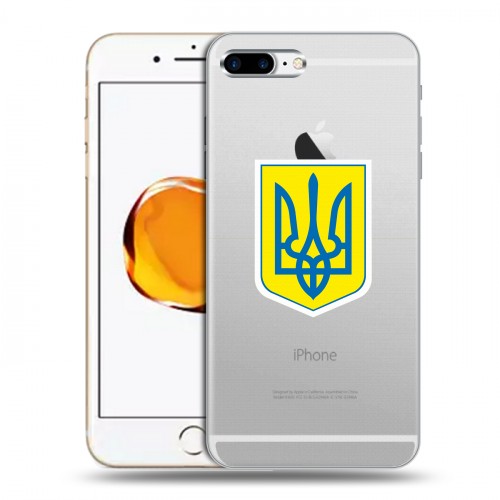 Полупрозрачный дизайнерский силиконовый чехол для Iphone 7 Plus / 8 Plus Флаг Украины