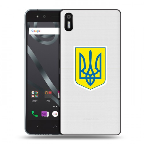 Полупрозрачный дизайнерский силиконовый чехол для BQ Aquaris X5 Флаг Украины
