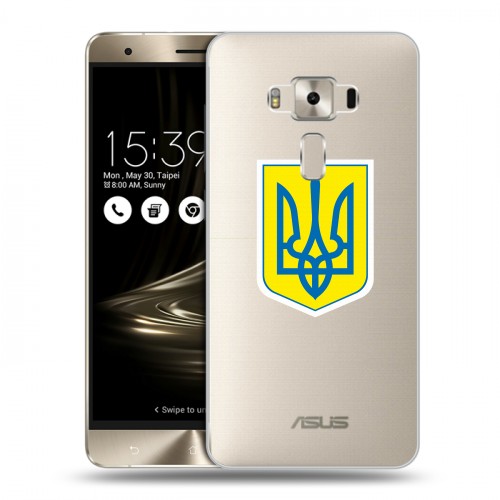 Полупрозрачный дизайнерский силиконовый чехол для Asus ZenFone 3 Deluxe Флаг Украины