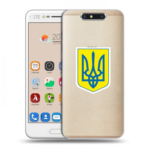 Полупрозрачный дизайнерский пластиковый чехол для ZTE Blade V8 Флаг Украины