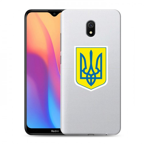 Полупрозрачный дизайнерский силиконовый с усиленными углами чехол для Xiaomi RedMi 8A Флаг Украины