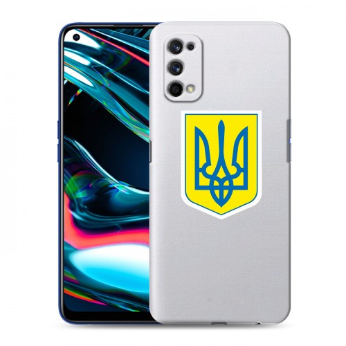Полупрозрачный дизайнерский силиконовый с усиленными углами чехол для Realme 7 Pro Флаг Украины