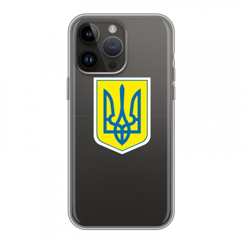Полупрозрачный дизайнерский силиконовый с усиленными углами чехол для Iphone 14 Pro Max Флаг Украины