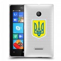 Полупрозрачный дизайнерский пластиковый чехол для Microsoft Lumia 435 Флаг Украины