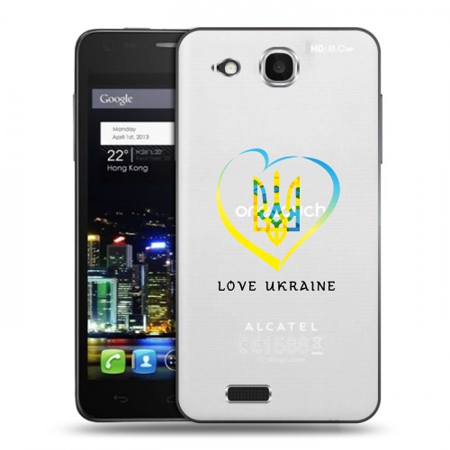 Полупрозрачный дизайнерский пластиковый чехол для Alcatel One Touch Idol Ultra Флаг Украины