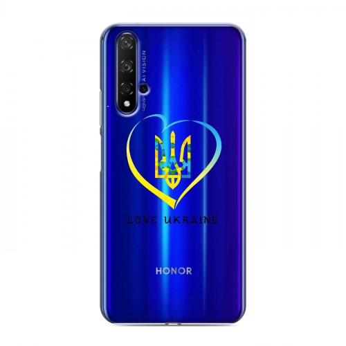 Полупрозрачный дизайнерский пластиковый чехол для Huawei Honor 20 Флаг Украины