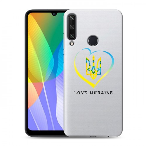 Полупрозрачный дизайнерский пластиковый чехол для Huawei Y6p Флаг Украины